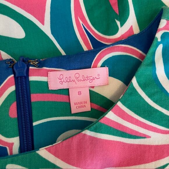 Lilly Pulitizer Women's Blue Floral Sleeveless Sheath Dress Size 8 - Picture 7 of 9